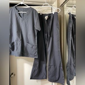 Butter soft new dark grey scrubs, top and bottom
